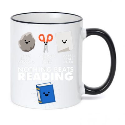 Cute Rock Scissors Paper Nothing Beats Reading 11oz Black Color Changing Mug