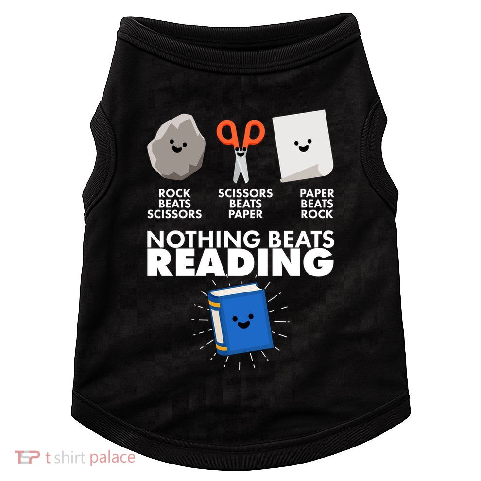 Cute Rock Scissors Paper Nothing Beats Reading Doggie Tank