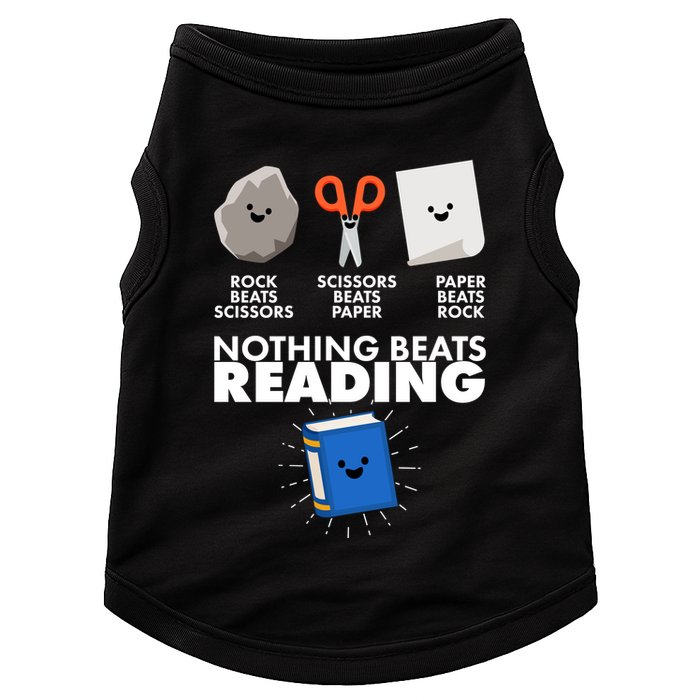 Cute Rock Scissors Paper Nothing Beats Reading Doggie Tank