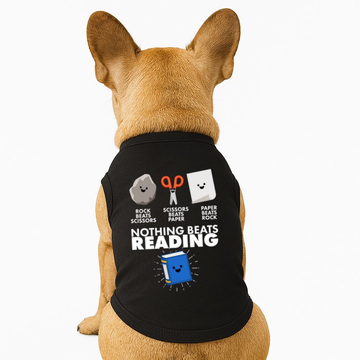 Cute Rock Scissors Paper Nothing Beats Reading Doggie Tank