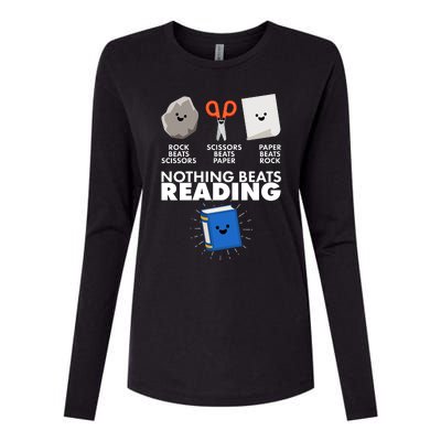 Cute Rock Scissors Paper Nothing Beats Reading Womens Cotton Relaxed Long Sleeve T-Shirt