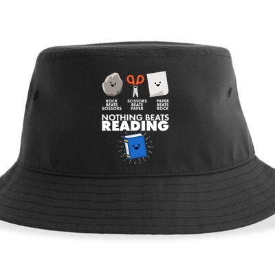 Cute Rock Scissors Paper Nothing Beats Reading Sustainable Bucket Hat