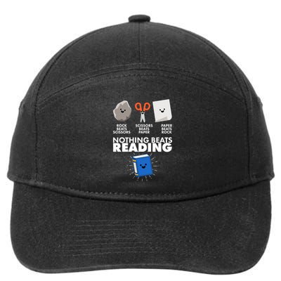 Cute Rock Scissors Paper Nothing Beats Reading 7-Panel Snapback Hat