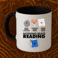 Cute Rock Scissors Paper Nothing Beats Reading Mug