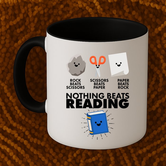 Cute Rock Scissors Paper Nothing Beats Reading Mug