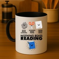 Cute Rock Scissors Paper Nothing Beats Reading Mug