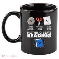 Cute Rock Scissors Paper Nothing Beats Reading 11oz C Handle Ceramic Mug