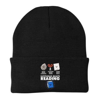 Cute Rock Scissors Paper Nothing Beats Reading Beanie