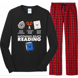 Cute Rock Scissors Paper Nothing Beats Reading Long Sleeve Pajama Set