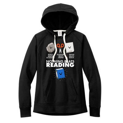 Cute Rock Scissors Paper Nothing Beats Reading Women's Fleece Hoodie