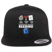 Cute Rock Scissors Paper Nothing Beats Reading Flat Bill Trucker Hat