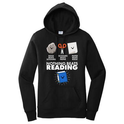 Cute Rock Scissors Paper Nothing Beats Reading Women's Pullover Hoodie