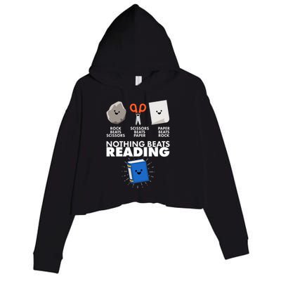 Cute Rock Scissors Paper Nothing Beats Reading Crop Fleece Hoodie