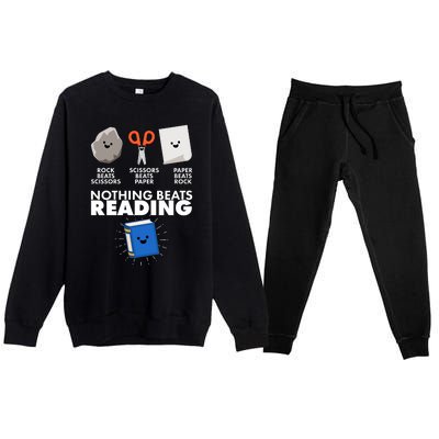 Cute Rock Scissors Paper Nothing Beats Reading Premium Crewneck Sweatsuit Set