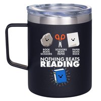 Cute Rock Scissors Paper Nothing Beats Reading 12oz Stainless Steel Coffee Mug
