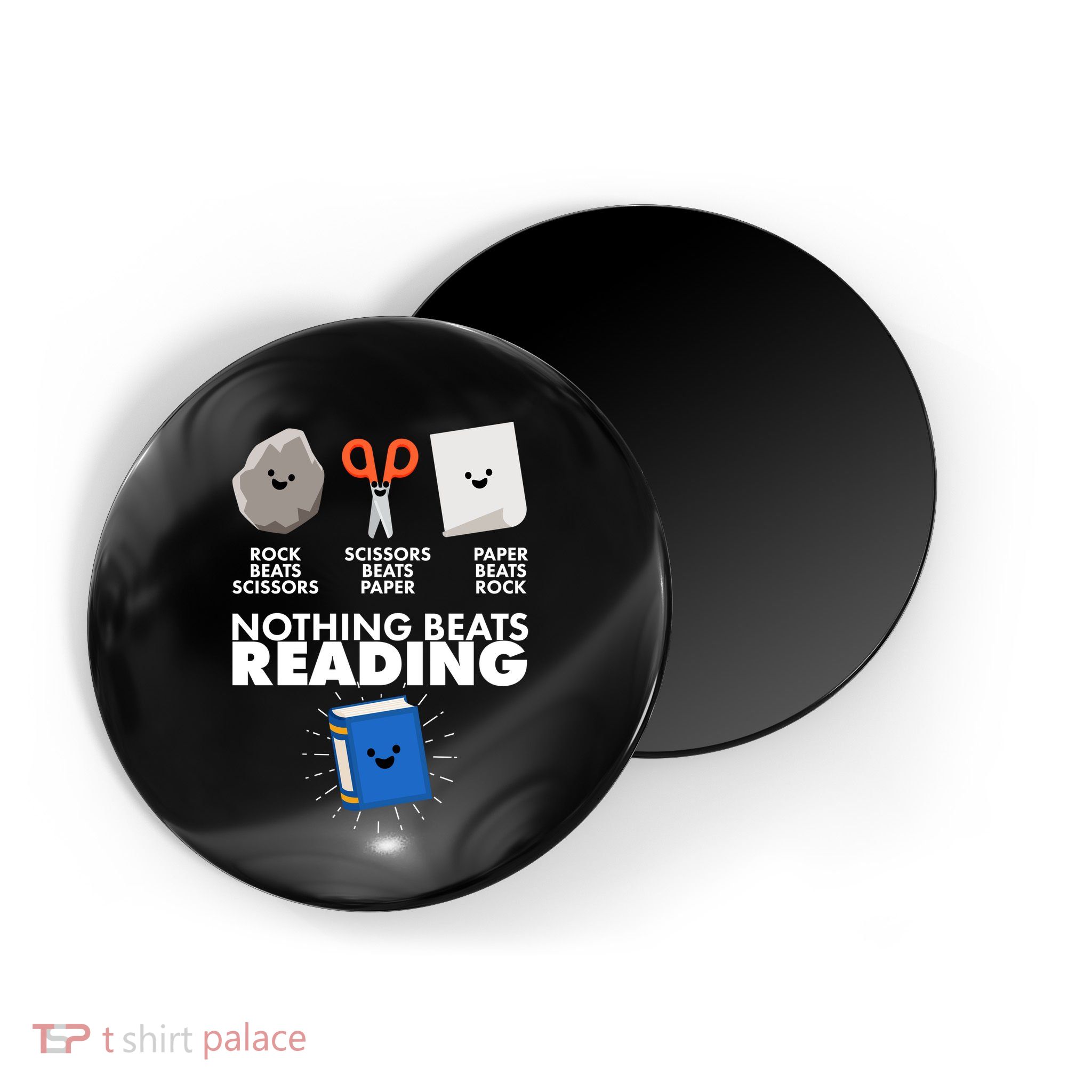 Cute Rock Scissors Paper Nothing Beats Reading Magnet