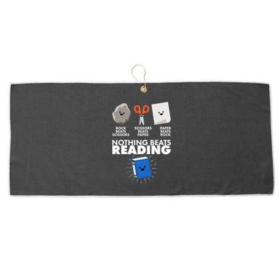 Cute Rock Scissors Paper Nothing Beats Reading Large Microfiber Waffle Golf Towel
