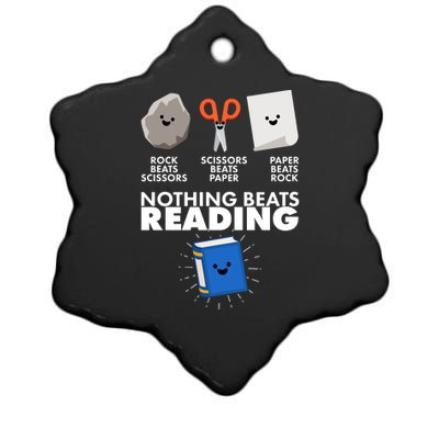 Cute Rock Scissors Paper Nothing Beats Reading Ceramic Star Ornament