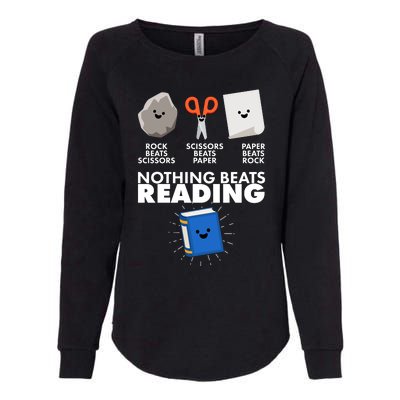 Cute Rock Scissors Paper Nothing Beats Reading Womens California Wash Sweatshirt