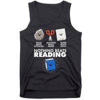 Cute Rock Scissors Paper Nothing Beats Reading Tank Top