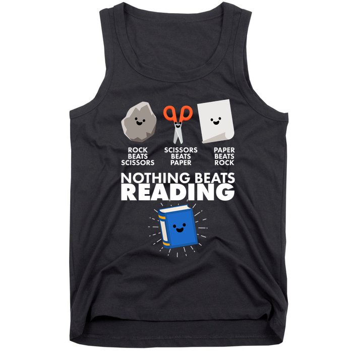 Cute Rock Scissors Paper Nothing Beats Reading Tank Top