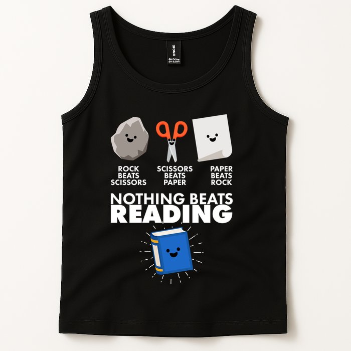 Cute Rock Scissors Paper Nothing Beats Reading Tank Top