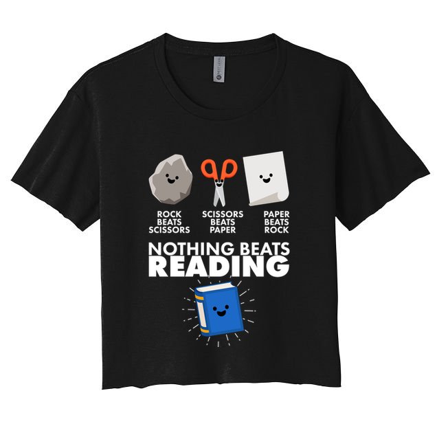 Cute Rock Scissors Paper Nothing Beats Reading Crop Top