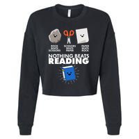 Cute Rock Scissors Paper Nothing Beats Reading Cropped Pullover Crew