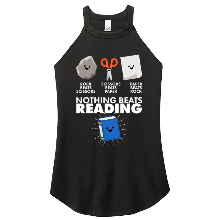 Cute Rock Scissors Paper Nothing Beats Reading Women's Perfect Tri Rocker Tank