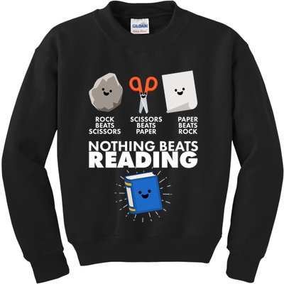 Cute Rock Scissors Paper Nothing Beats Reading Kids Sweatshirt