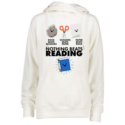 Cute Rock Scissors Paper Nothing Beats Reading Womens Funnel Neck Pullover Hood