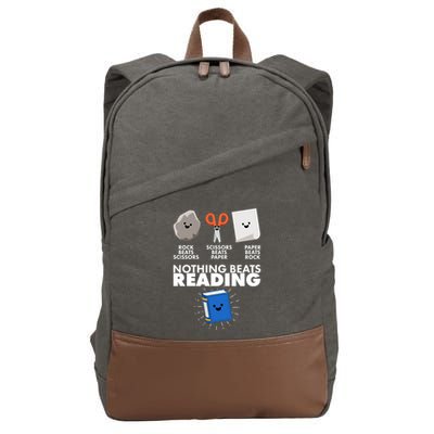 Cute Rock Scissors Paper Nothing Beats Reading Cotton Canvas Backpack