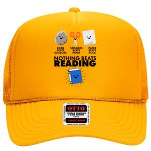 Cute Rock Scissors Paper Nothing Beats Reading High Crown Mesh Back Trucker Hat