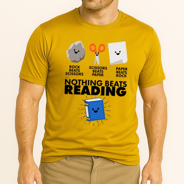 Cute Rock Scissors Paper Nothing Beats Reading Performance Shirt