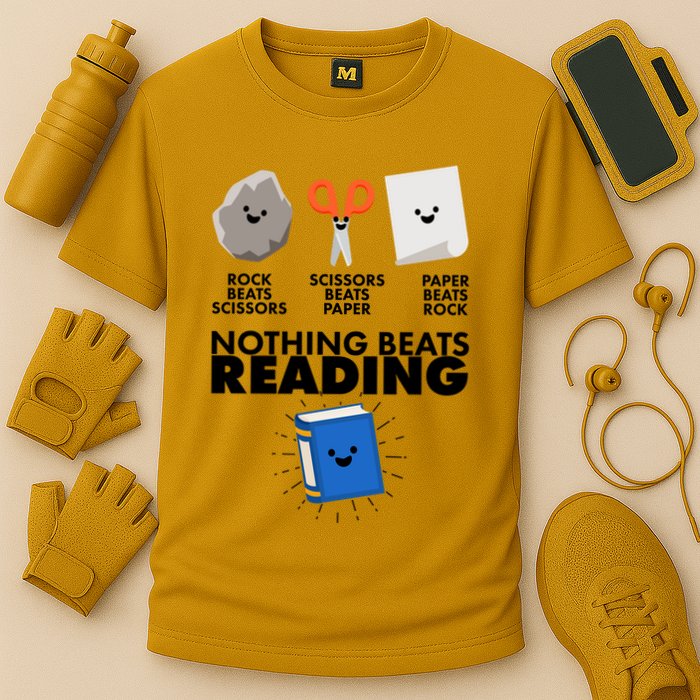 Cute Rock Scissors Paper Nothing Beats Reading Performance Shirt