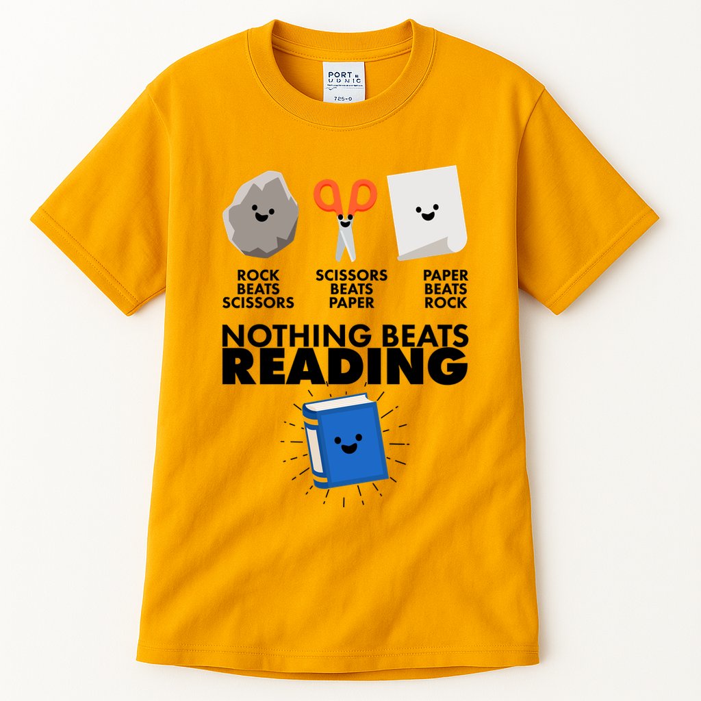 Cute Rock Scissors Paper Nothing Beats Reading Tall T-Shirt