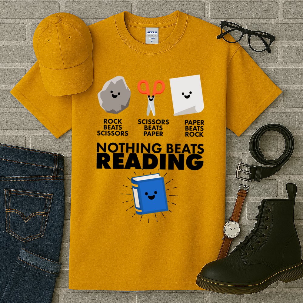 Cute Rock Scissors Paper Nothing Beats Reading Tall T-Shirt