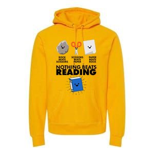 Cute Rock Scissors Paper Nothing Beats Reading Premium Hoodie