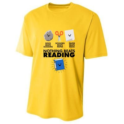 Cute Rock Scissors Paper Nothing Beats Reading Youth Performance Sprint T-Shirt