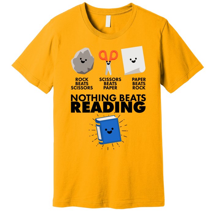 Cute Rock Scissors Paper Nothing Beats Reading Premium T-Shirt