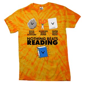 Cute Rock Scissors Paper Nothing Beats Reading Tie-Dye T-Shirt