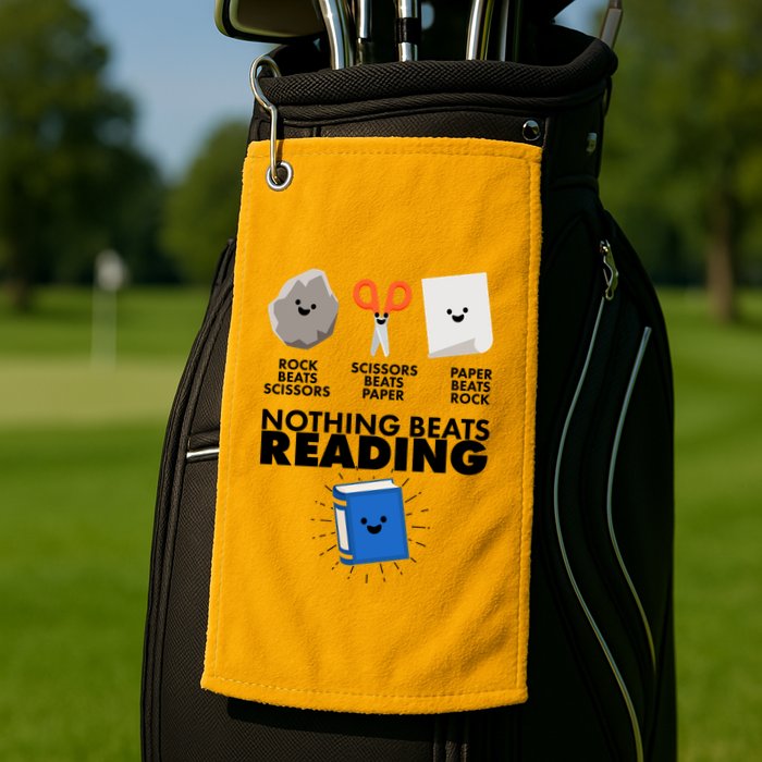 Cute Rock Scissors Paper Nothing Beats Reading Golf Towel