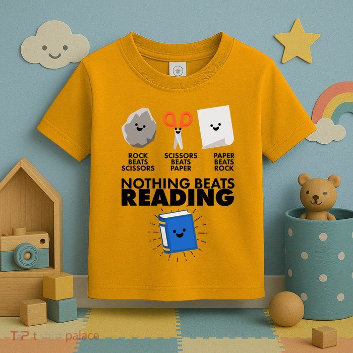 Cute Rock Scissors Paper Nothing Beats Reading Toddler T-Shirt