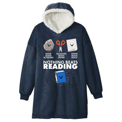 Cute Rock Scissors Paper Nothing Beats Reading Hooded Wearable Blanket