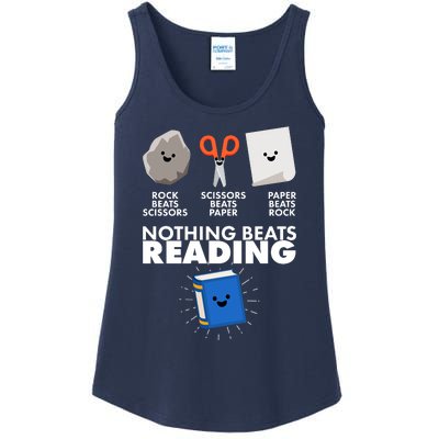 Cute Rock Scissors Paper Nothing Beats Reading Ladies Essential Tank