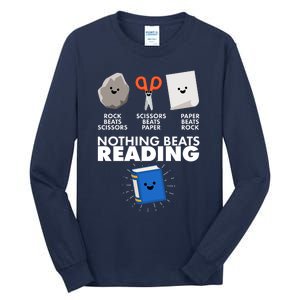 Cute Rock Scissors Paper Nothing Beats Reading Tall Long Sleeve T-Shirt