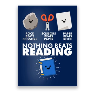 Cute Rock Scissors Paper Nothing Beats Reading Poster