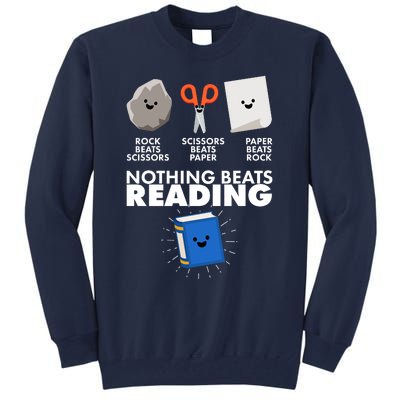 Cute Rock Scissors Paper Nothing Beats Reading Tall Sweatshirt