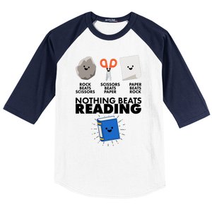 Cute Rock Scissors Paper Nothing Beats Reading Baseball Sleeve Shirt