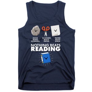 Cute Rock Scissors Paper Nothing Beats Reading Tank Top